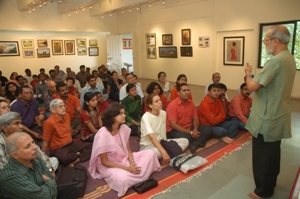 Shrikant Jadhav having a dialogue with audience at Artfest 09, Indiaart Gallery